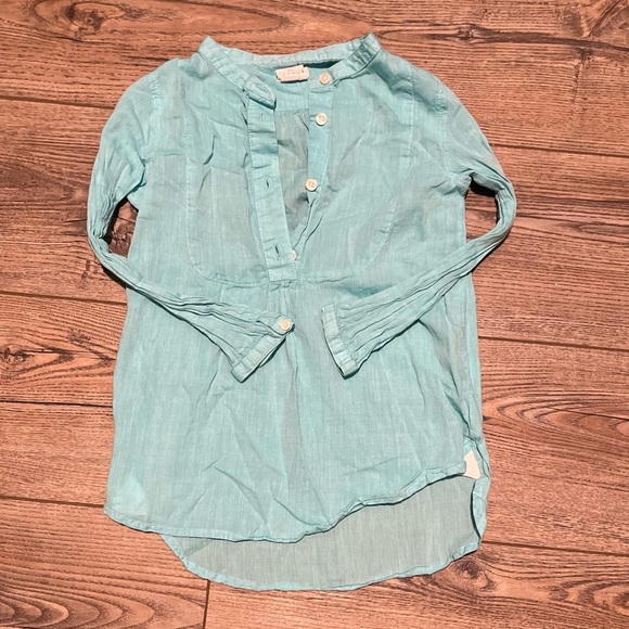 Girls teal crew cuts fancy top 4/5 - Picture 1 of 2